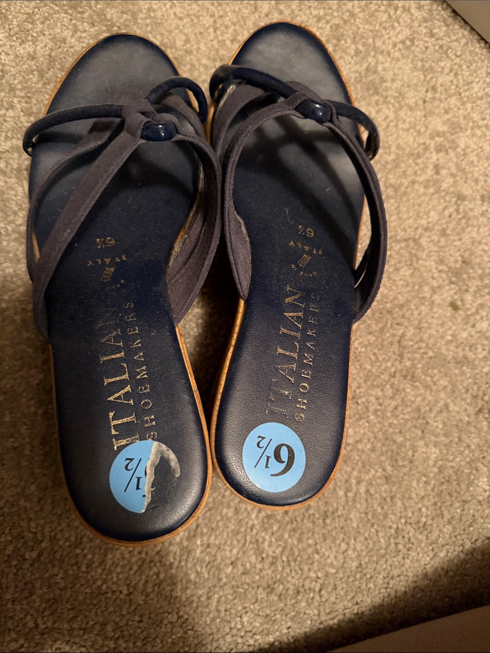 Italian Shoemakers Navy Strappy Slide Sandals